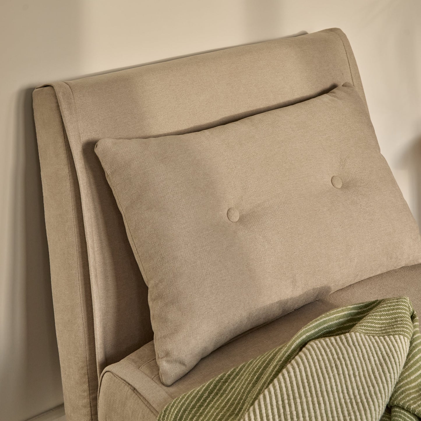 Una Single Sofa Bed - Soft Beige with Pale Oak Legs - Laura James