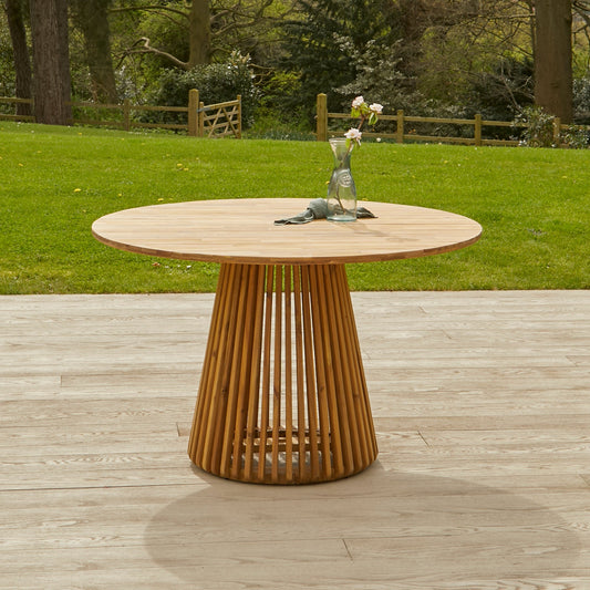 Willow Natural Wood Round Garden Dining Table - Laura James