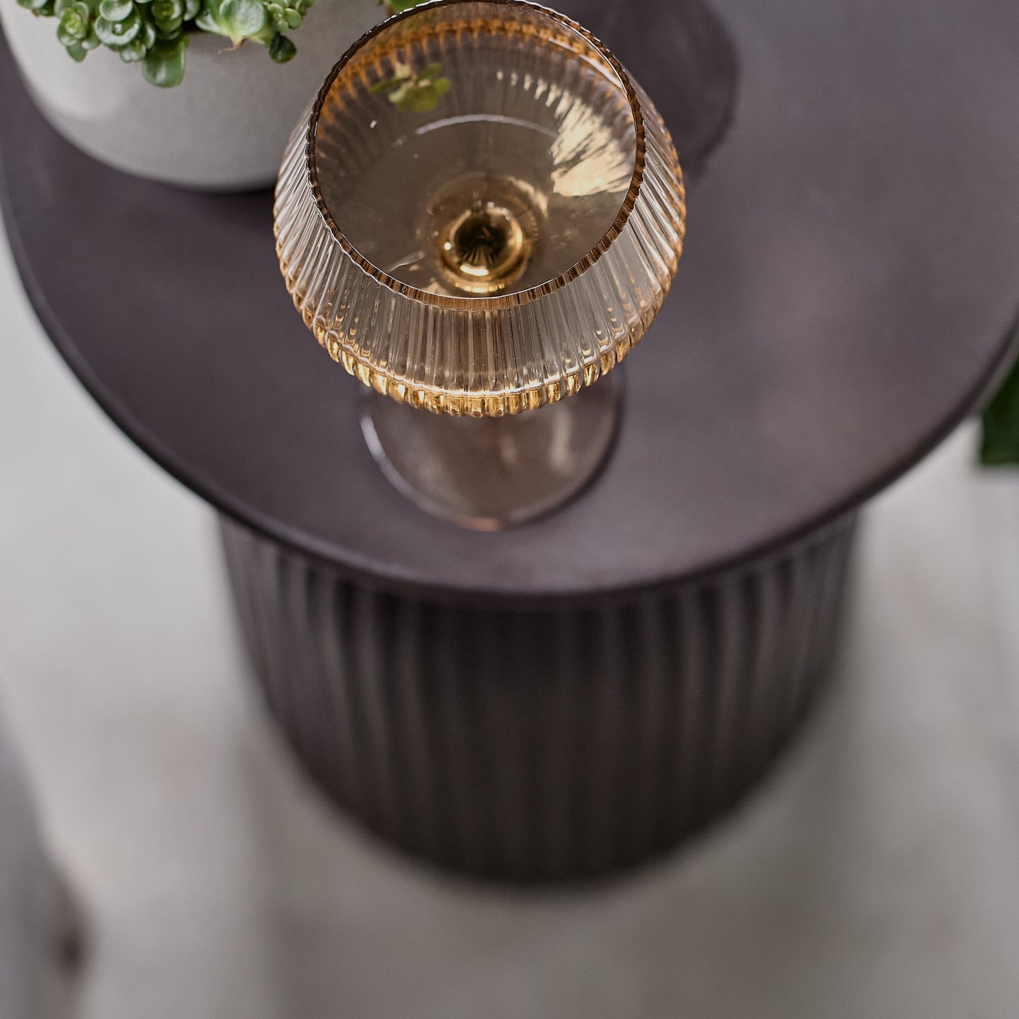 Zaliki Concrete Round Side Table - Black - Laura James