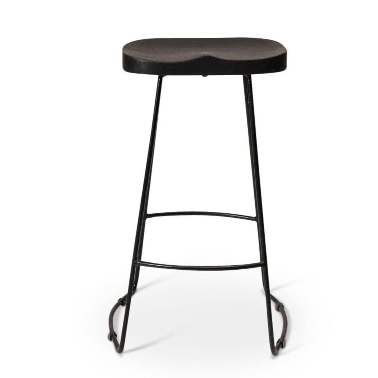 Aiden Black Mango Wood Backless Bar Stool - Set of 2