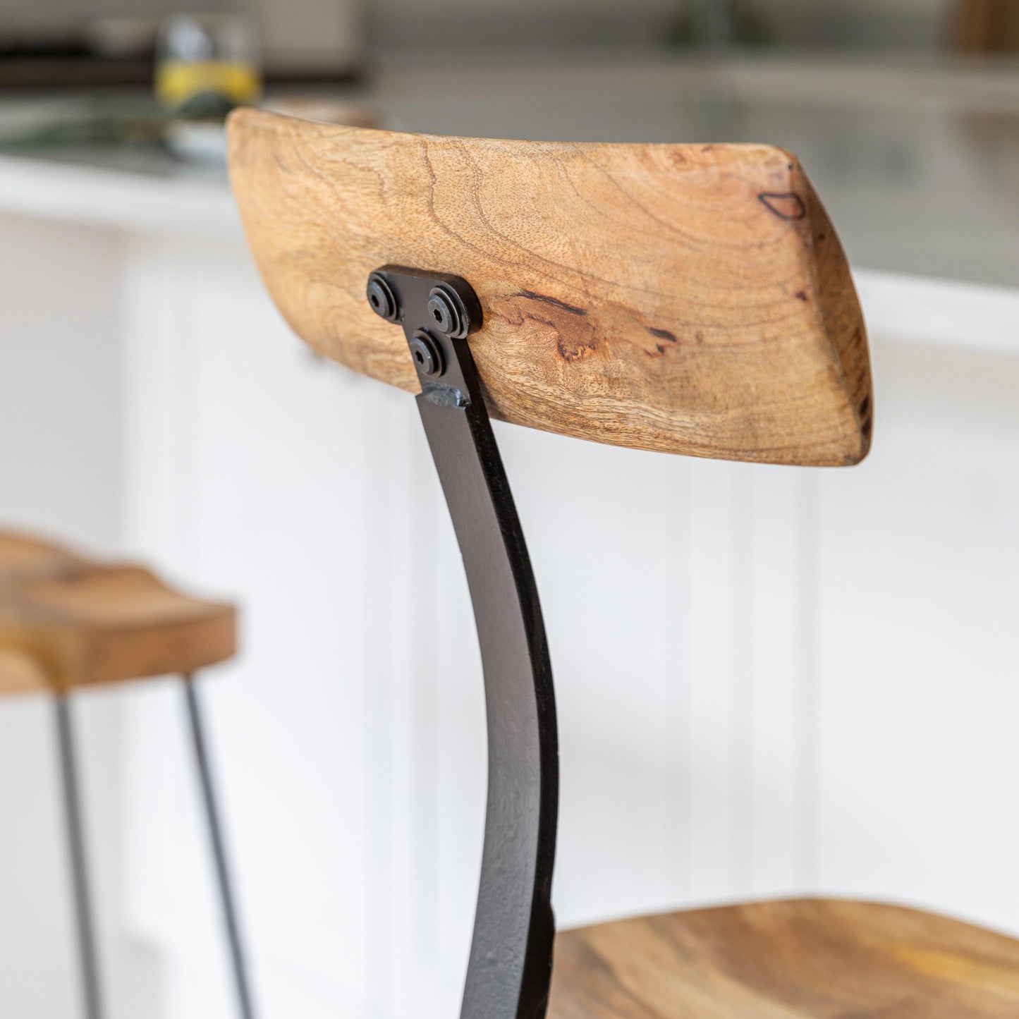 Aiden Natural Mango Wood Bar Stool - Set of 2 - Laura James