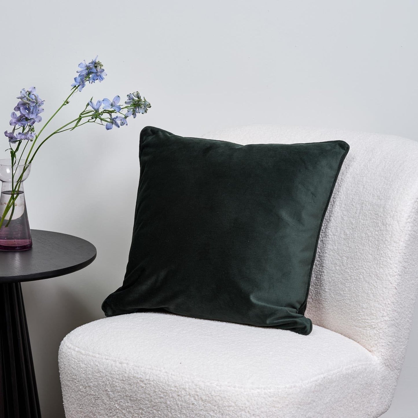 Green velvet cushion cover - Laura James