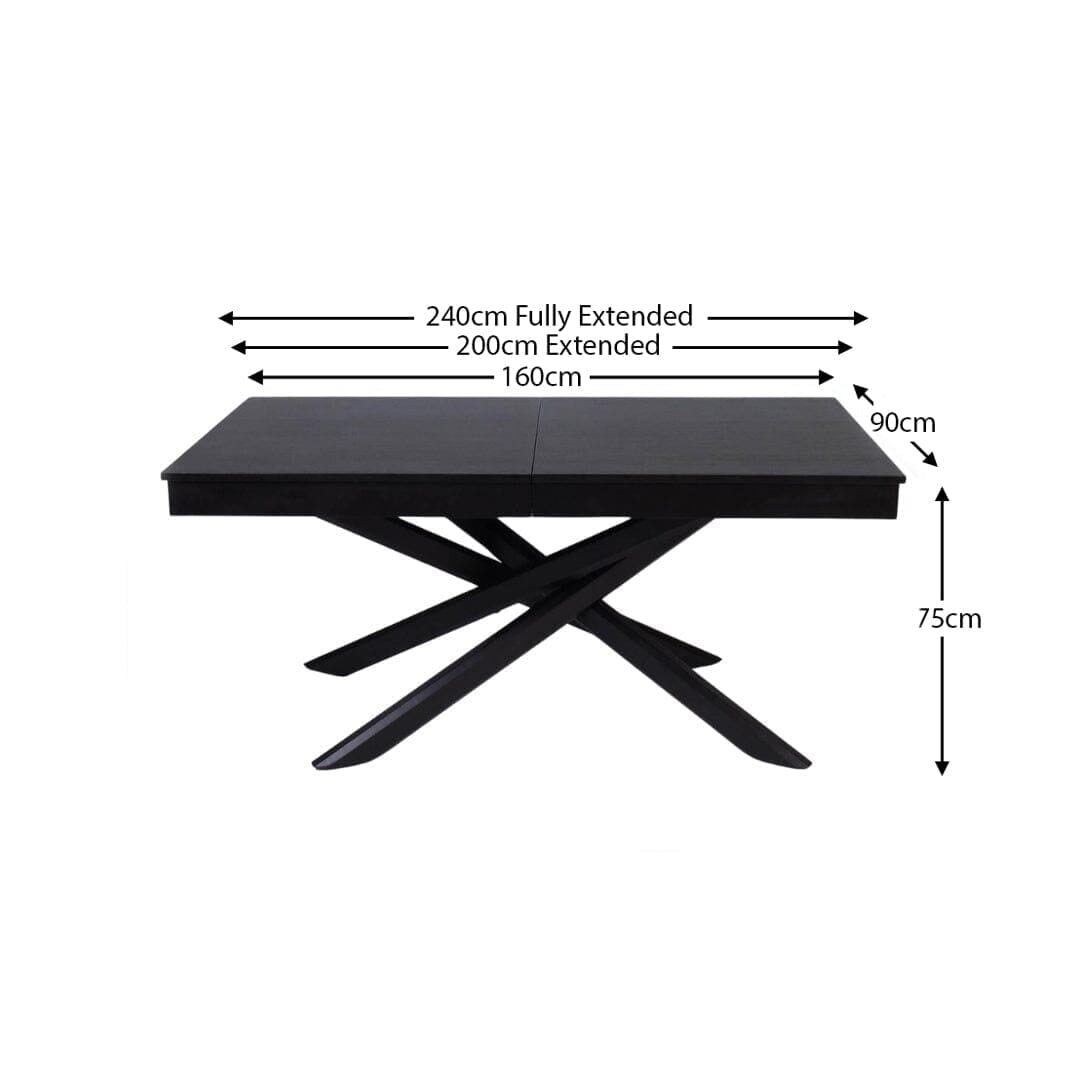 Amelia Black Wood Dining Table - Extendable