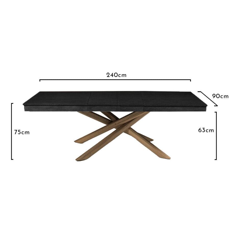 Amelia Black Wood Dining Table - Extendable - Whitewash Legs