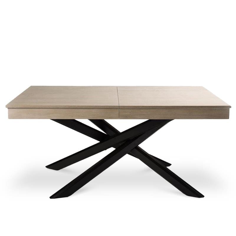 Amelia Whitewash Wood Dining Table - Extendable - Black Legs - Laura JAMES