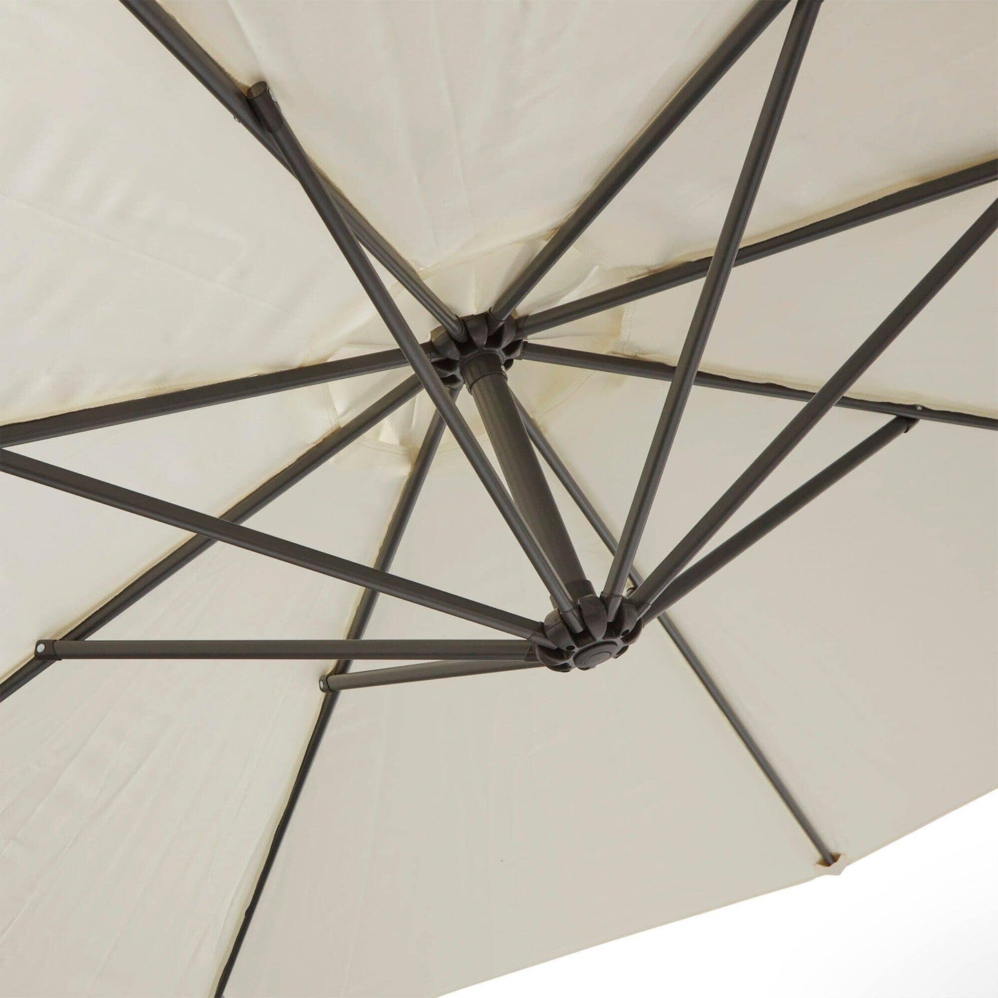 Aston rattan corner sofa set - cream lean over parasol - 9 seater - black - Laura James