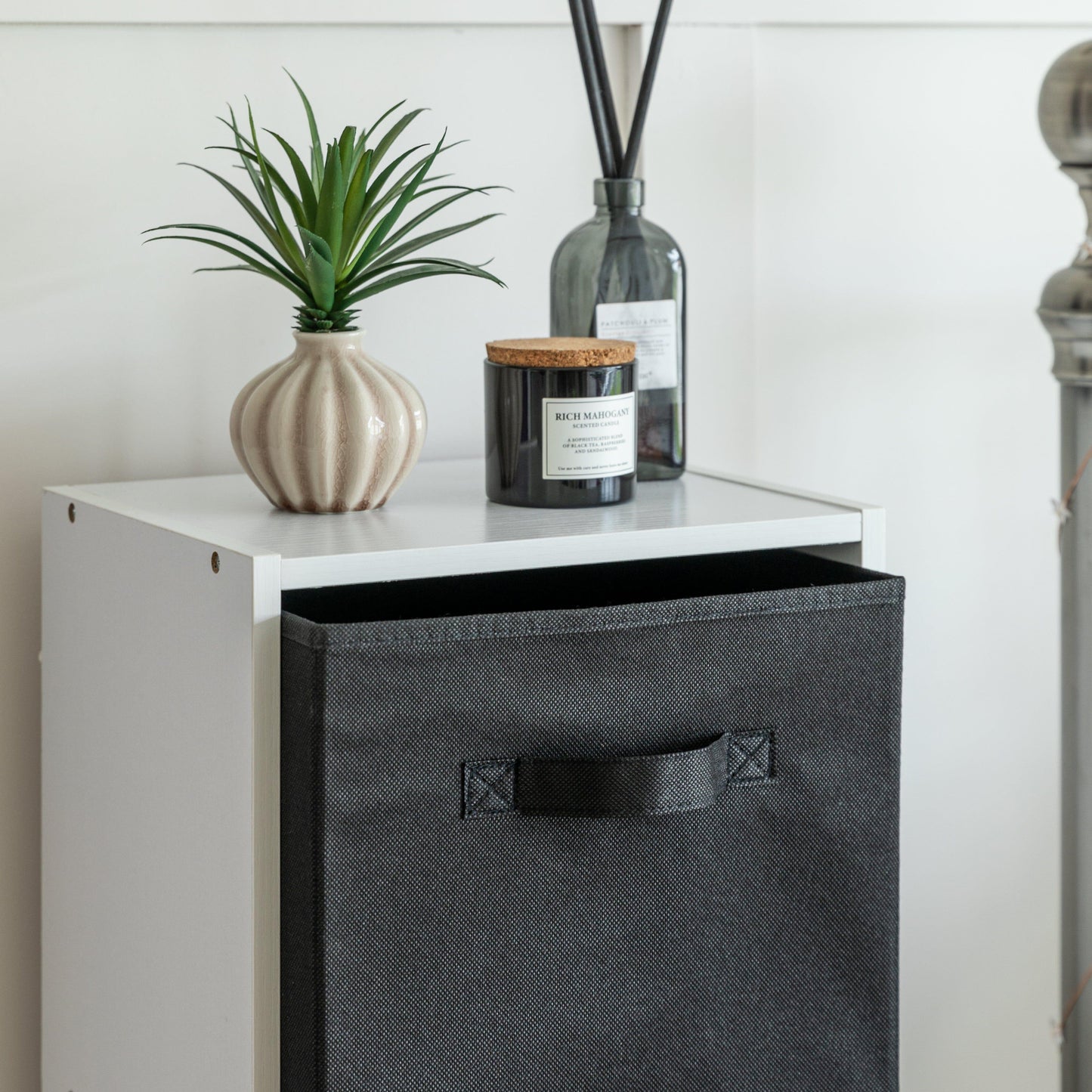 Cara fabric cube storage box - small - black - Laura James