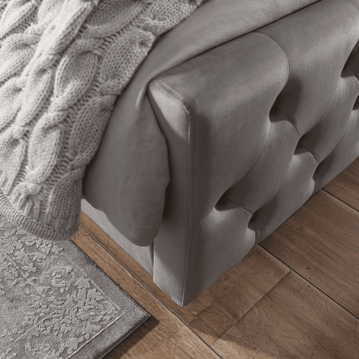 Cavill Grey Fabric Bed Frame Upholstered Double