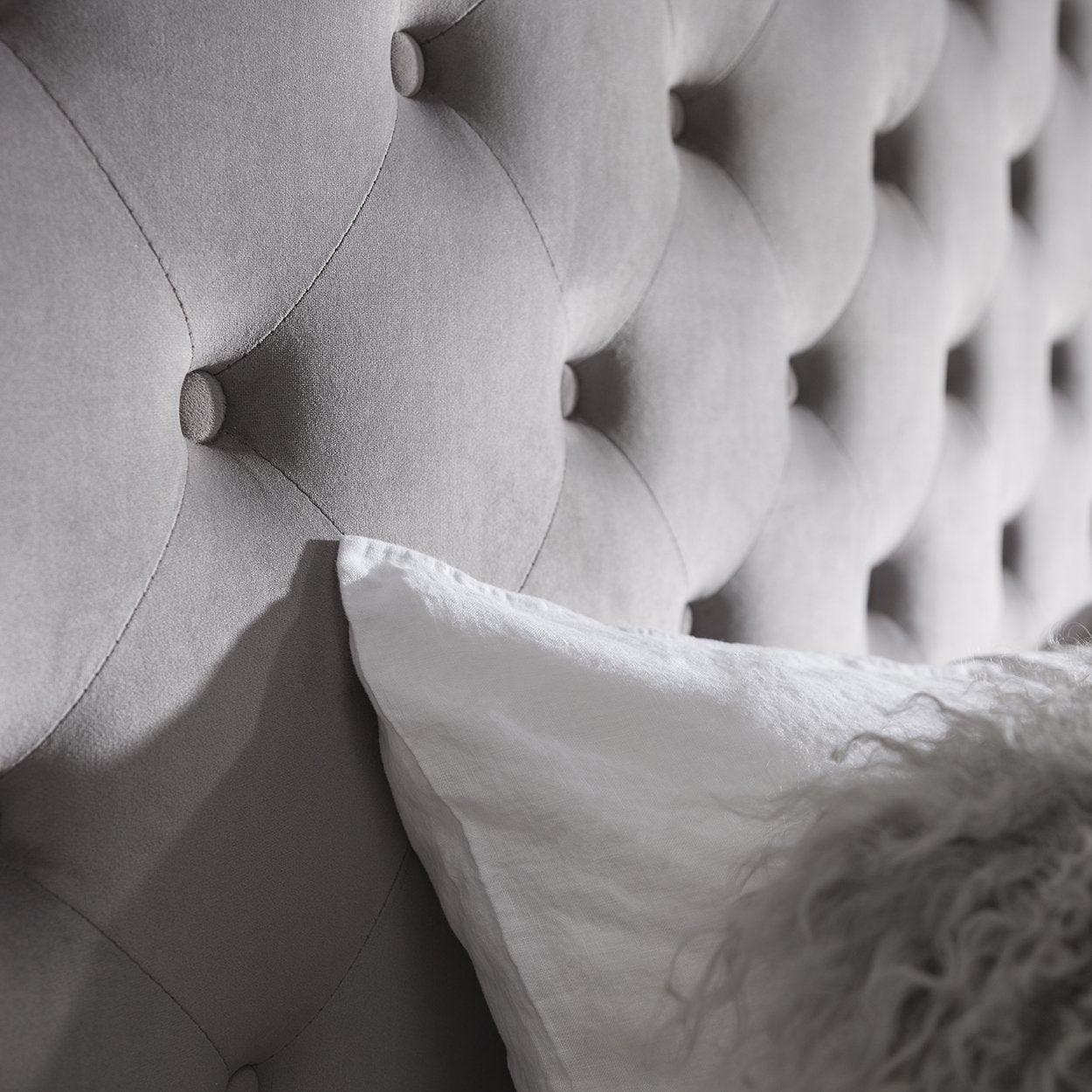 Grey Fabric Double Bed Frame - Laura James