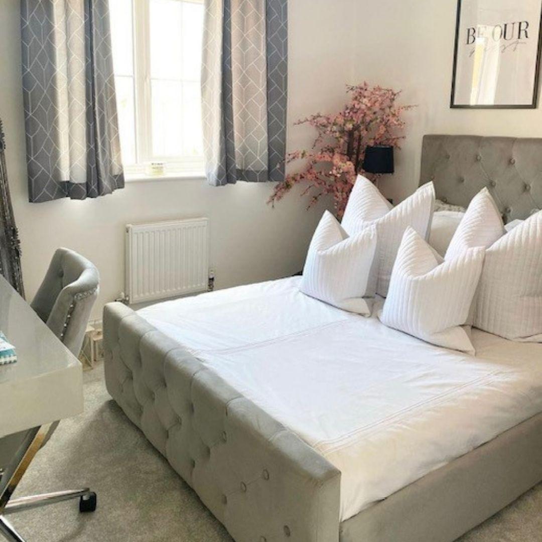 Cavill Grey Fabric Bed Frame Upholstered Double - Laura James