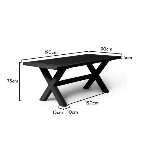 Charlotte Black Cross Leg Extendable Dining Table - Laura James