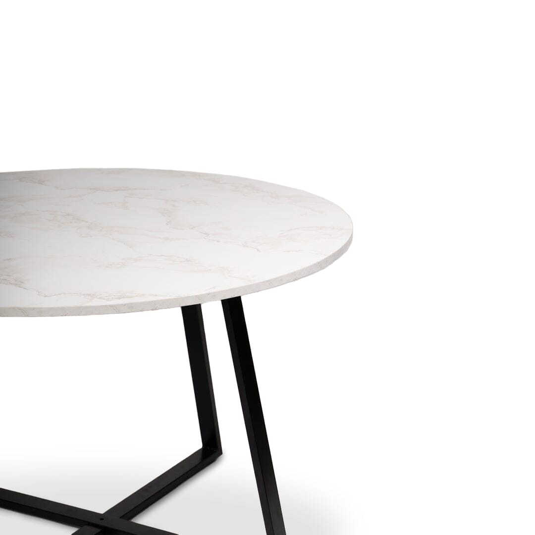Clara Marble Effect Round Dining Table - Black Frame - Laura James