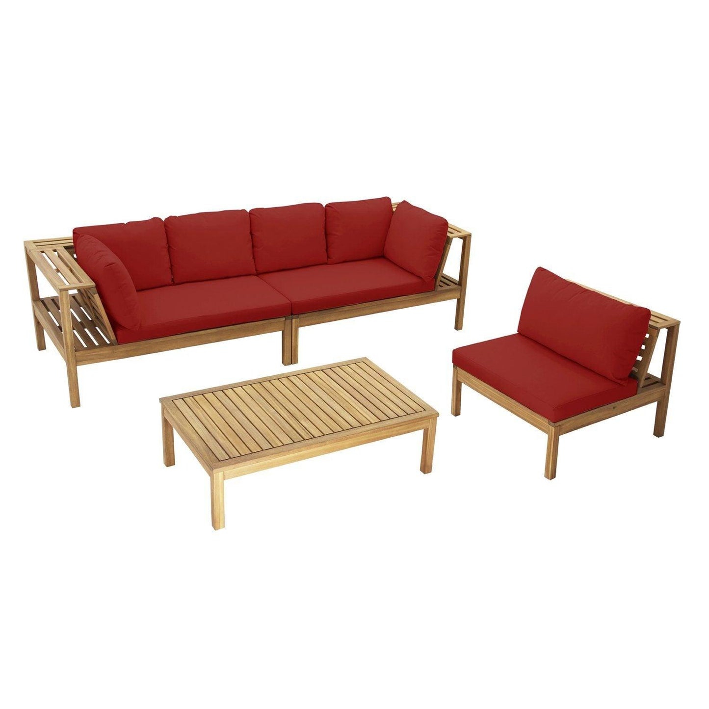Dakota outdoor sofa set with grey LED premium parasol - acacia wood
