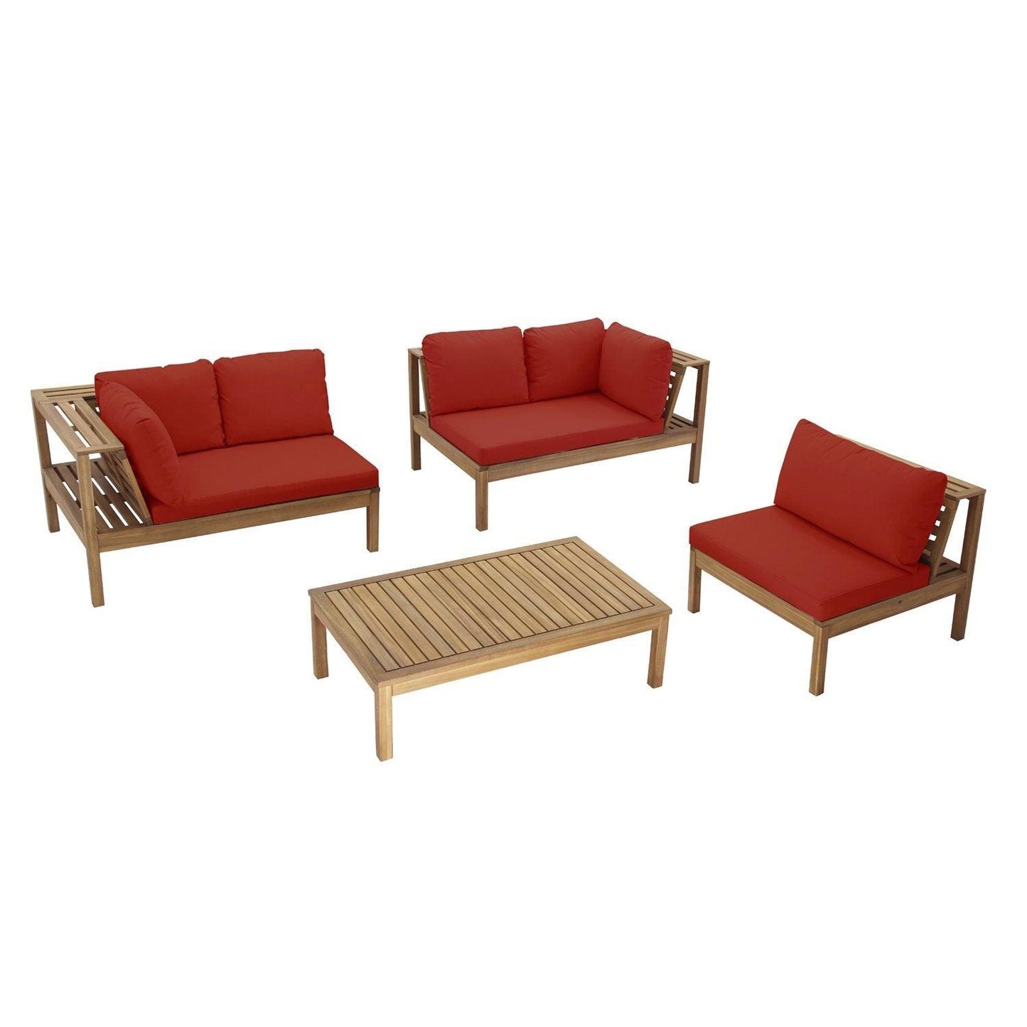 Dakota outdoor sofa set with grey LED premium parasol - acacia wood