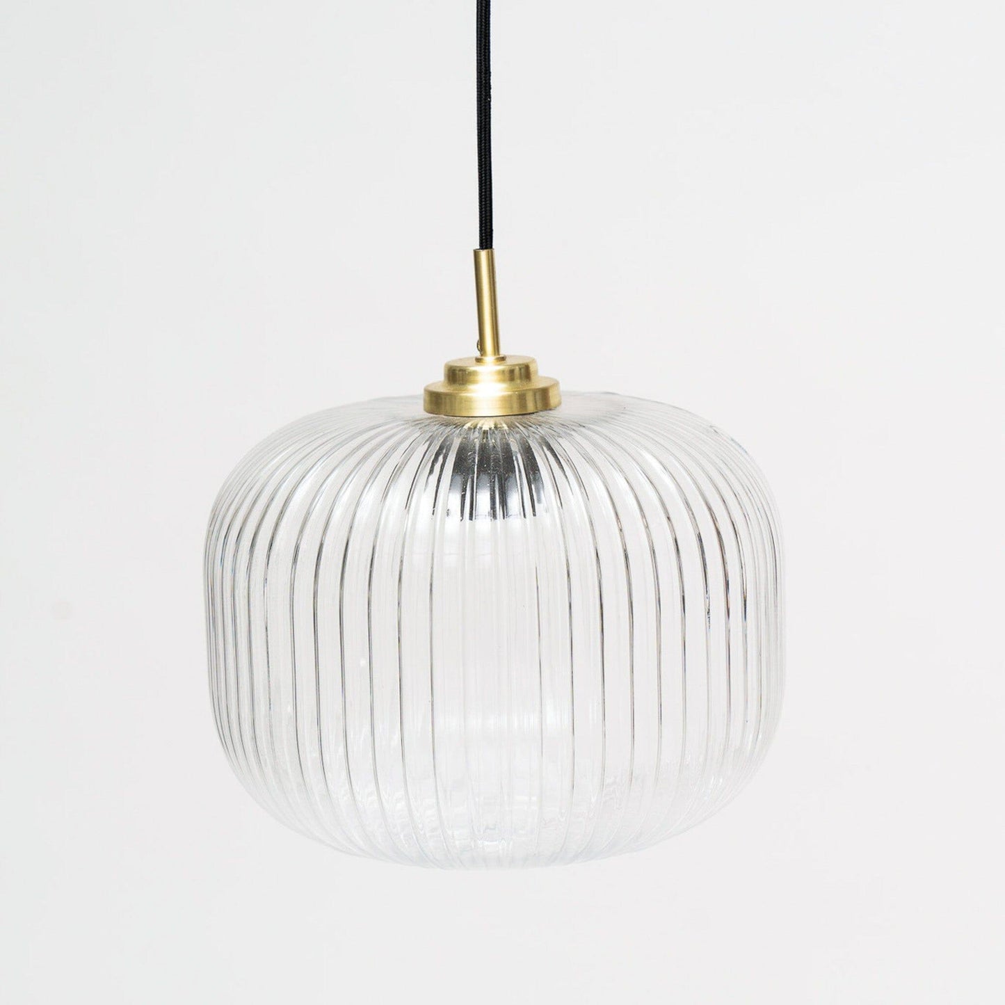Clear Fluted Glass Gold Pendant Light