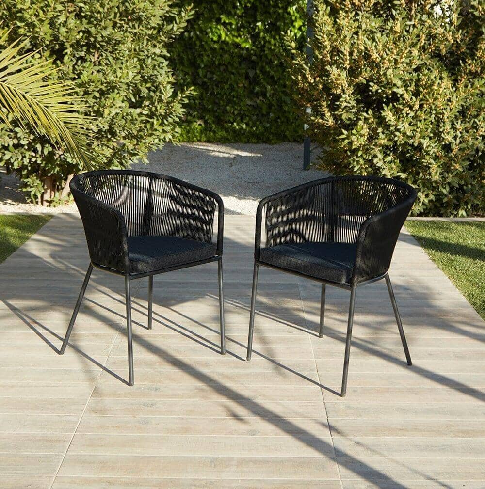 Hali 8 Seater Wooden Outdoor Dining Set with Grey Parasol & Hali Black Chairs - 235cm - Laura James