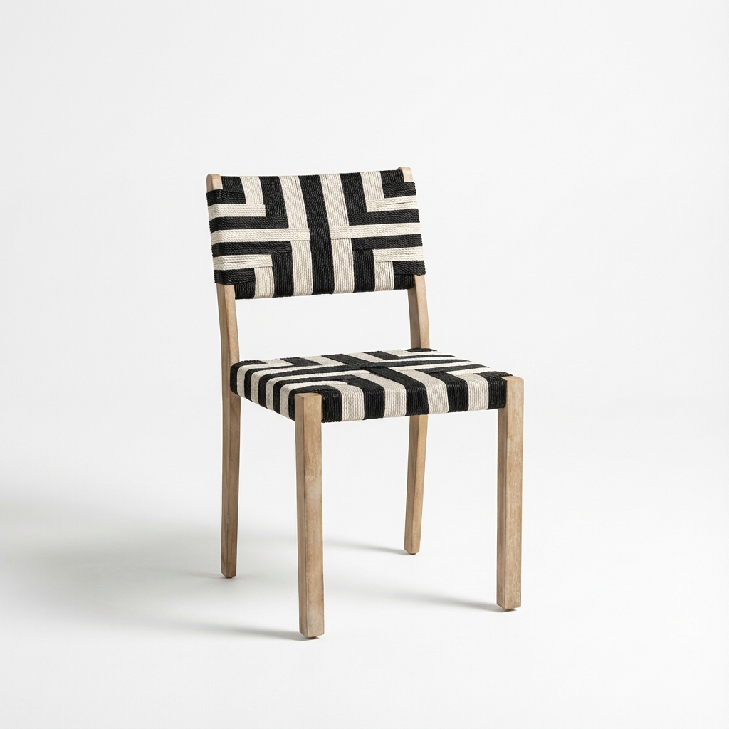 Saffron Brushed Light Acacia Garden Chair - Set of 2 - Beige/Black - Laura James