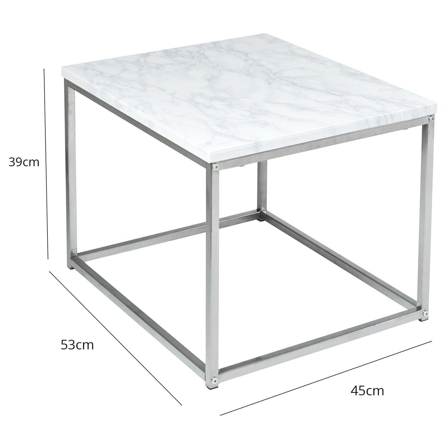 Jay coffee table and side table set - marble effect and chrome