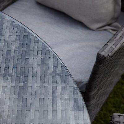 4 Seater Rattan Round Dining Table & Chair Set - Grey - Laura James