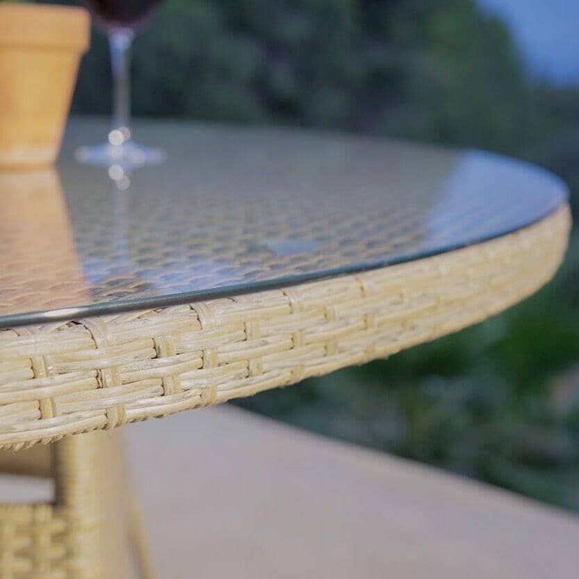 Kemble 6 Seater Outdoor Round Dining Table - Natural Brown - Laura James