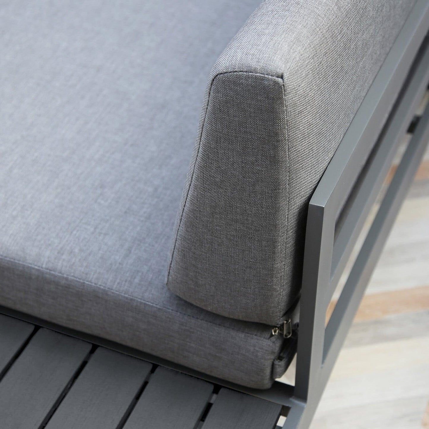 Maia 5 Seater Garden Interchangeable Sofa Set with Grey Premium LED Cantilever Parasol- Grey