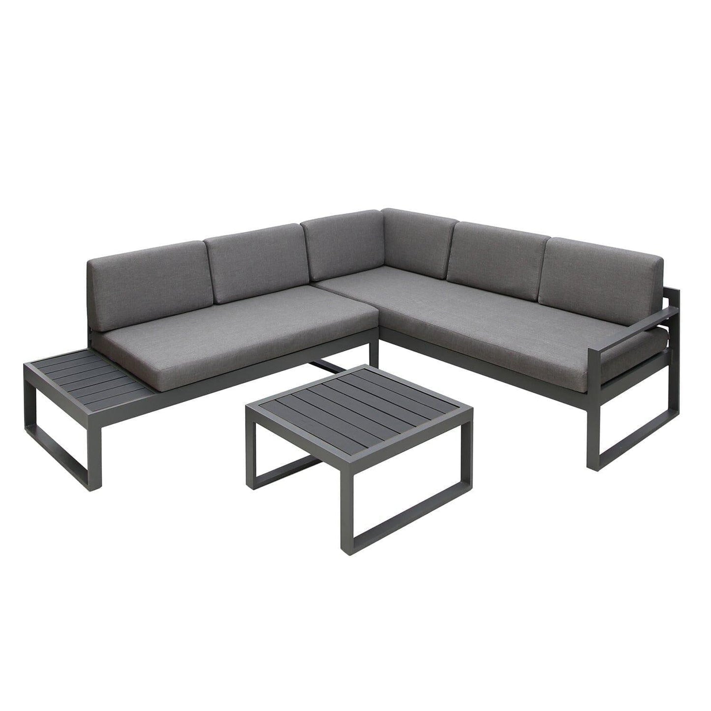 Maia 5 Seater Garden Interchangeable Sofa Set with Grey Premium LED Cantilever Parasol- Grey