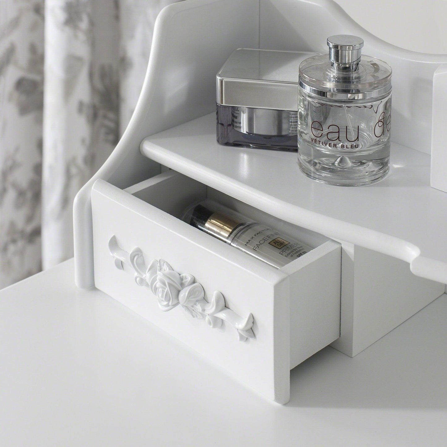 Monaco Dressing Table, Stool & Mirror Set - White Painted - Laura James