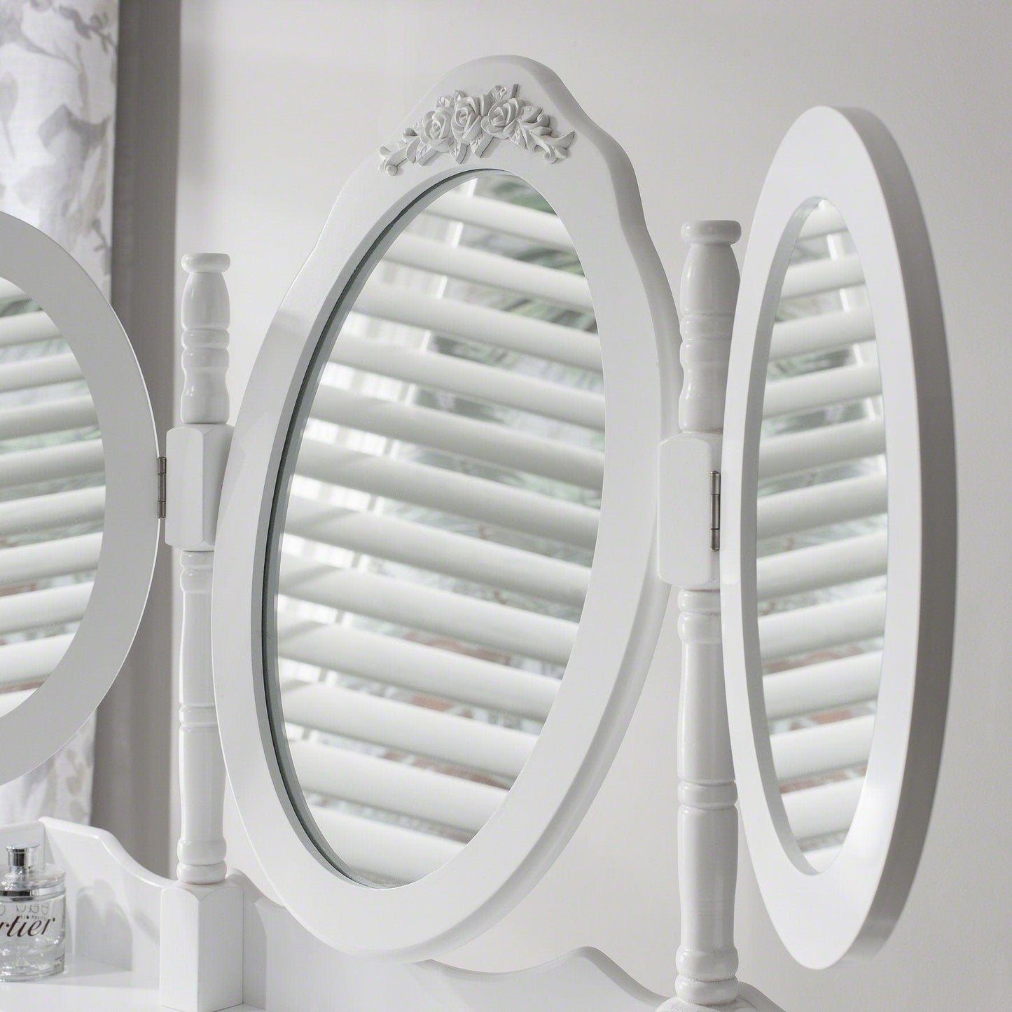 Monaco Dressing Table, Stool & Mirror Set - White Painted - Laura James