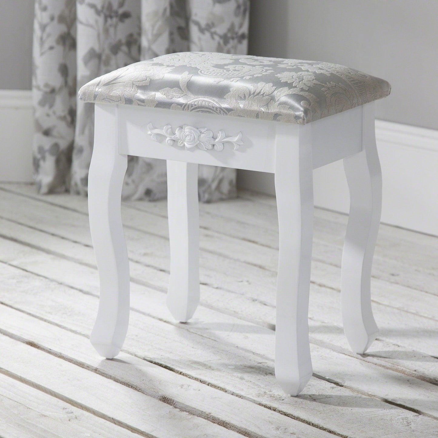 Monaco Dressing Table, Stool & Mirror Set - White Painted - Laura James