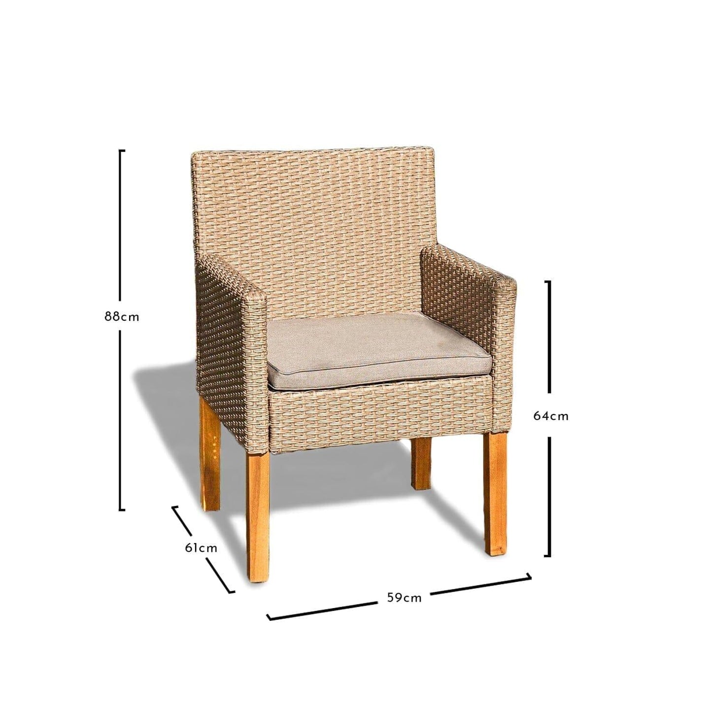 Oliver Rattan Armchairs with Acacia Wood Legs - Set of 2