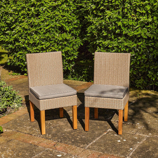 Oliver Rattan Dining Chairs with Acacia Wood Legs - Set of 2