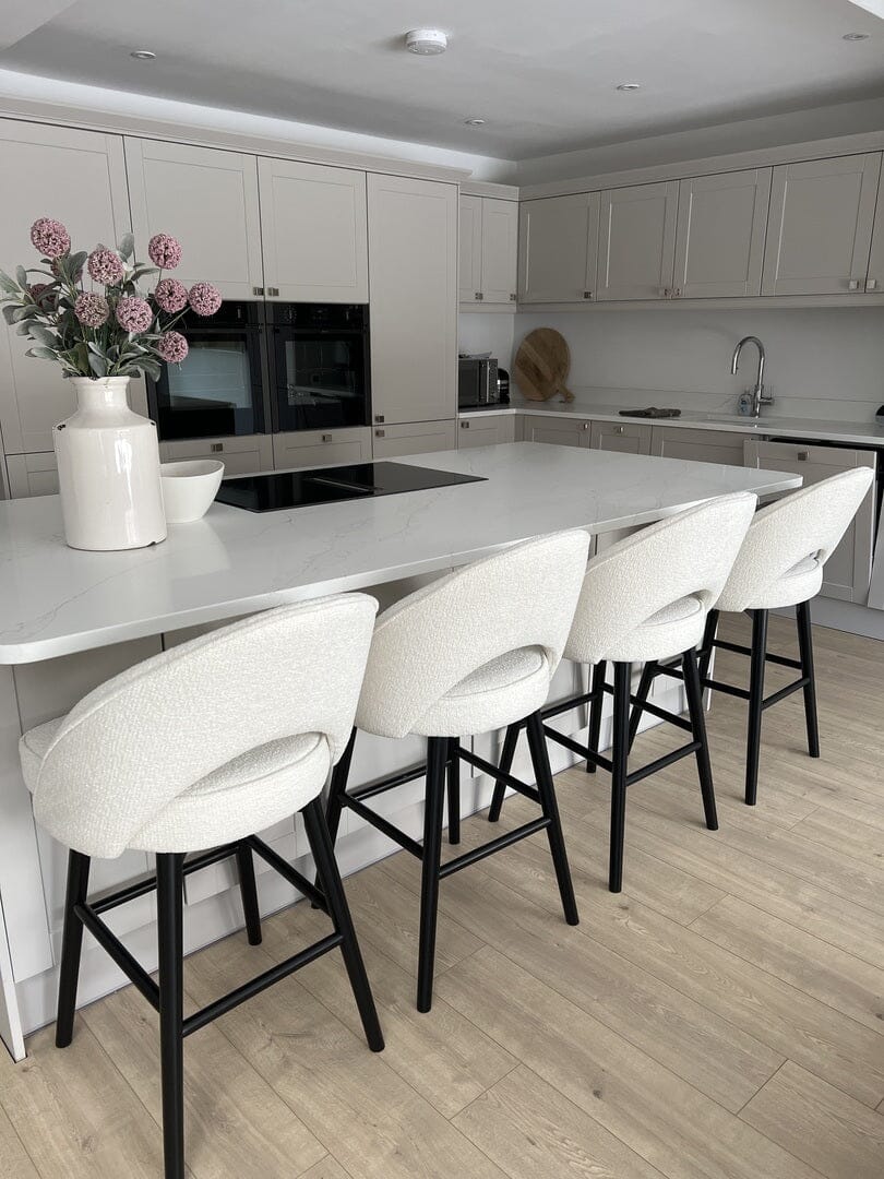 Marilyn Boucle Dining Chairs - Set of 2 - Black Oak Legs - Laura Jame s