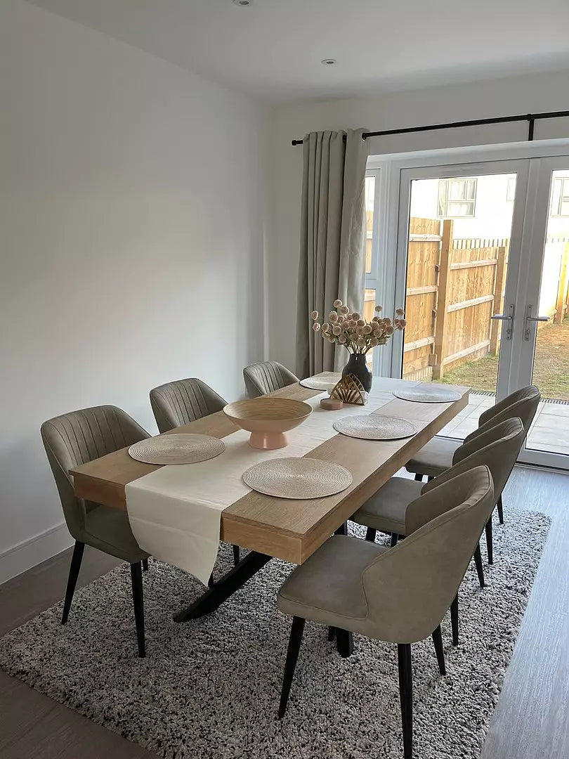 Amelia Whitewash Wood Dining Table - Extendable - Black Legs - Laura James