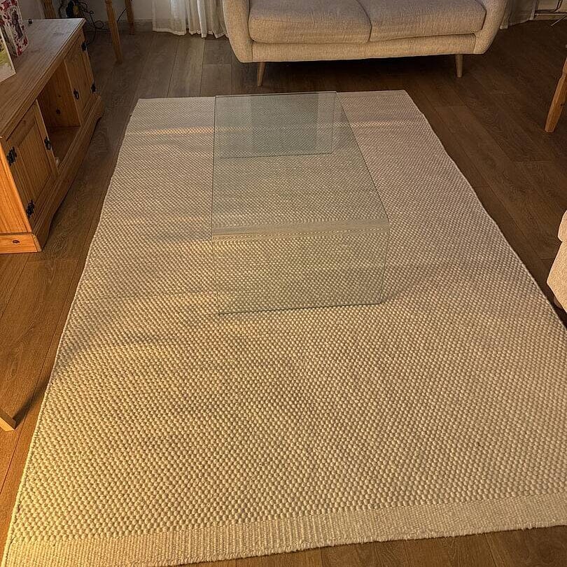 Atcham Clay/Natural Pebble Wool with Cotton Rug - 160 x 230cm - Laura James