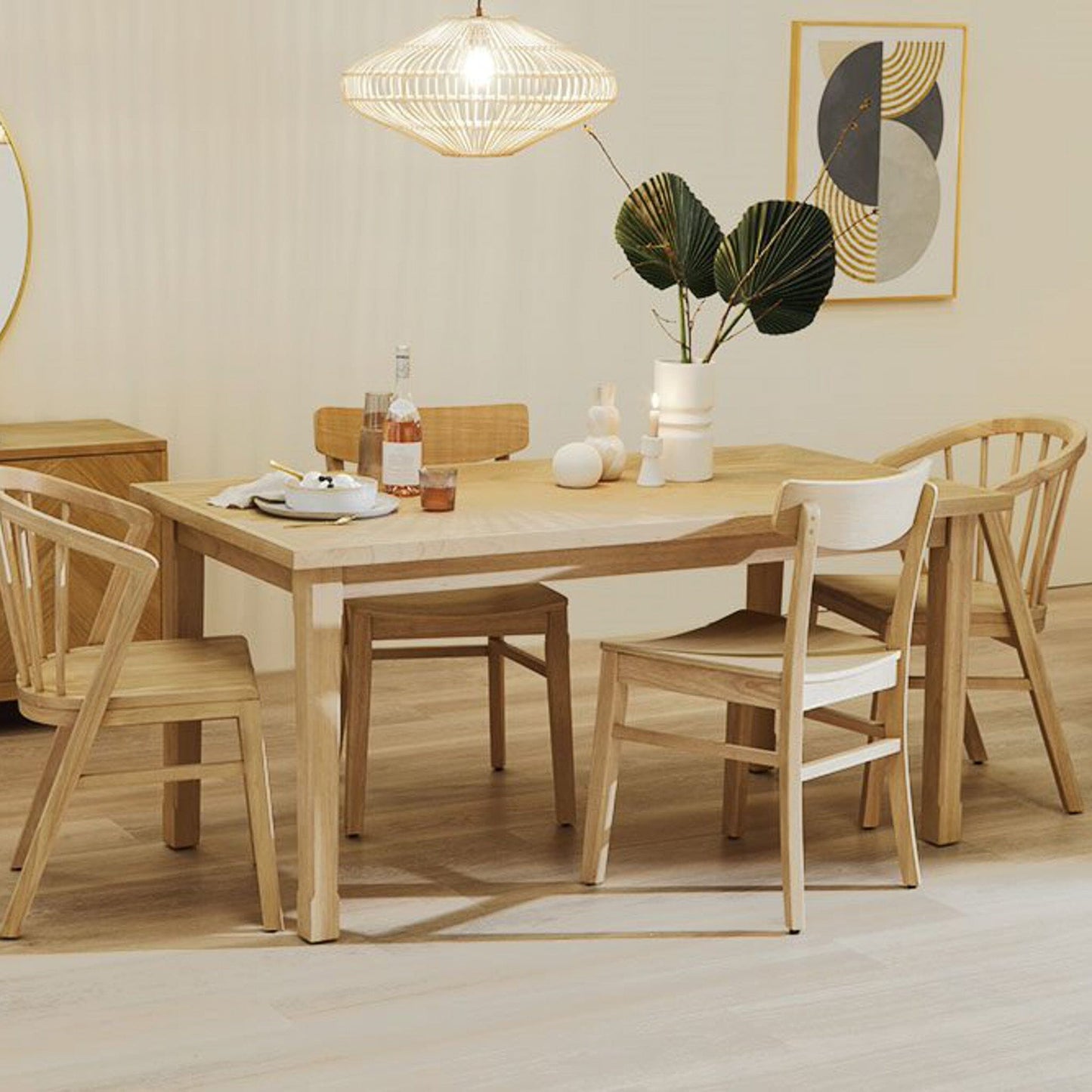 Wooden Spindle Dining Chairs Set of 2 - Pale Oak