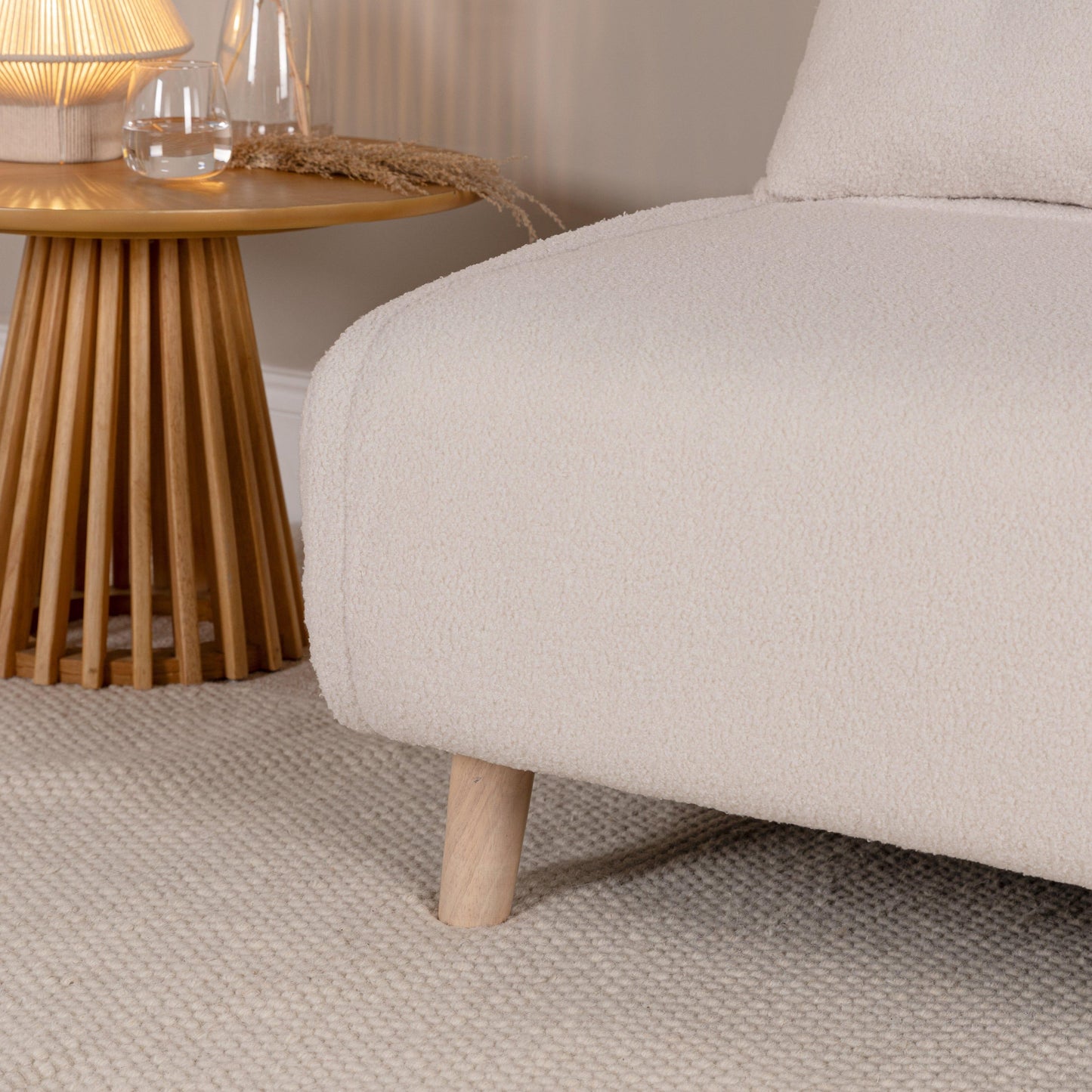 Una Double Teddy Sprung Sofa Bed - Warm White