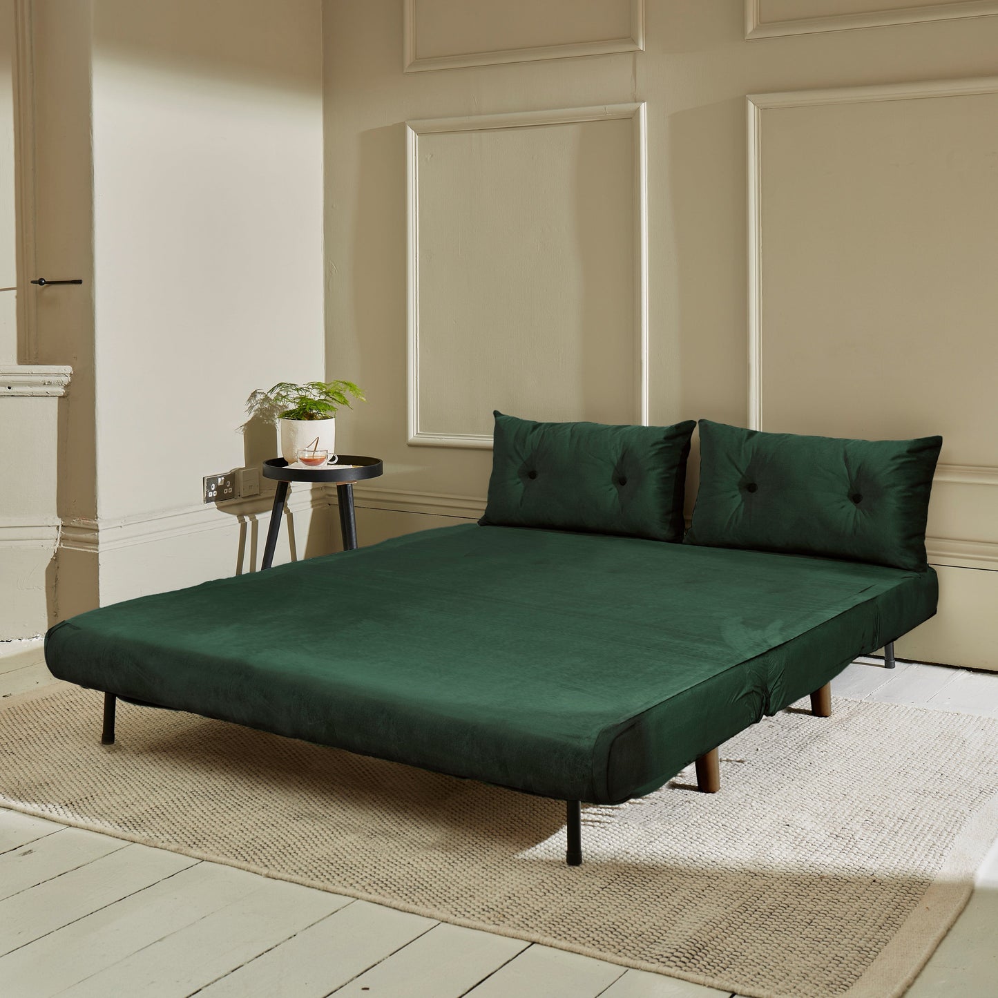 Una 2 Seater Double Sofa Bed - Green Velvet
