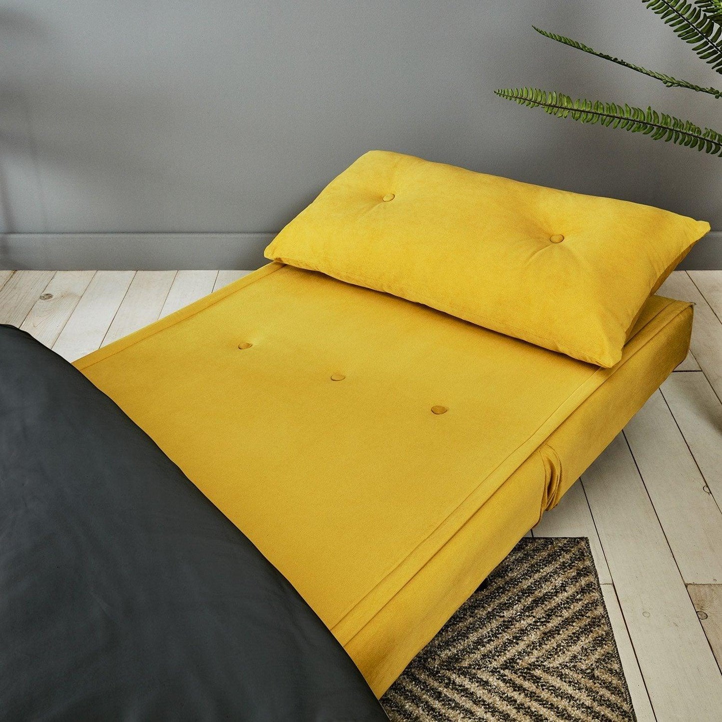 Una single sofa bed - yellow - velvet - Laura James