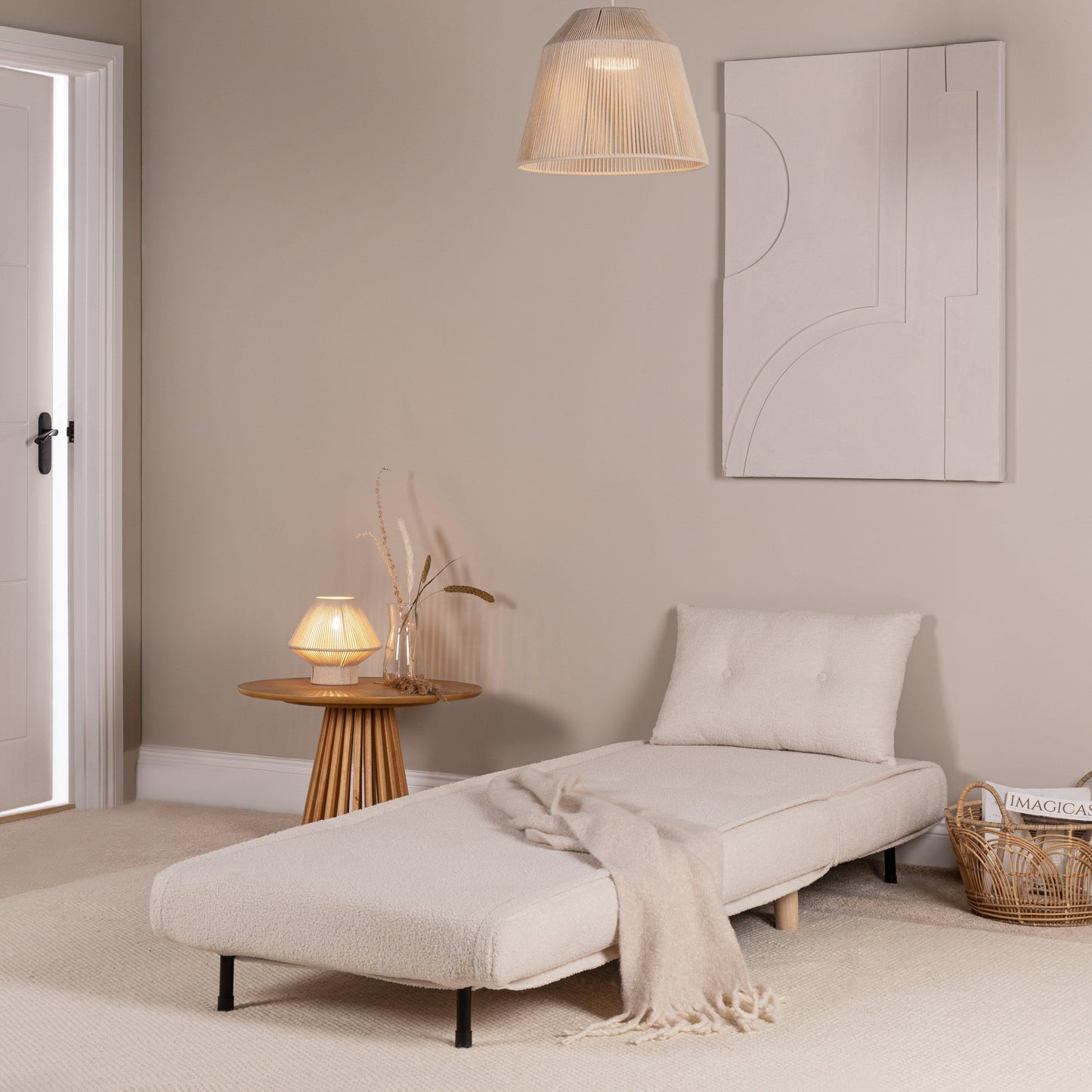 Una Single Teddy Sprung Sofa Bed - Warm White