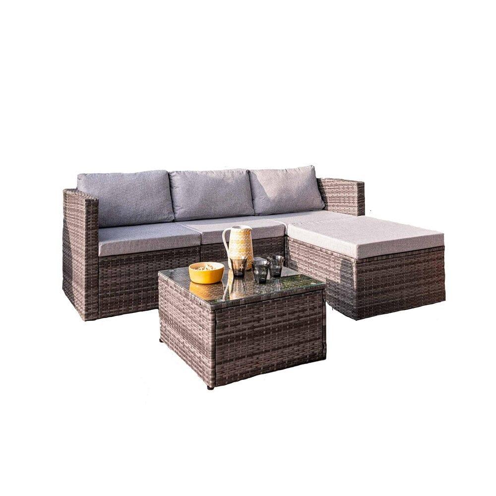 Weston 4 Seater Rattan Corner Sofa Set - Grey Weave - Laura James