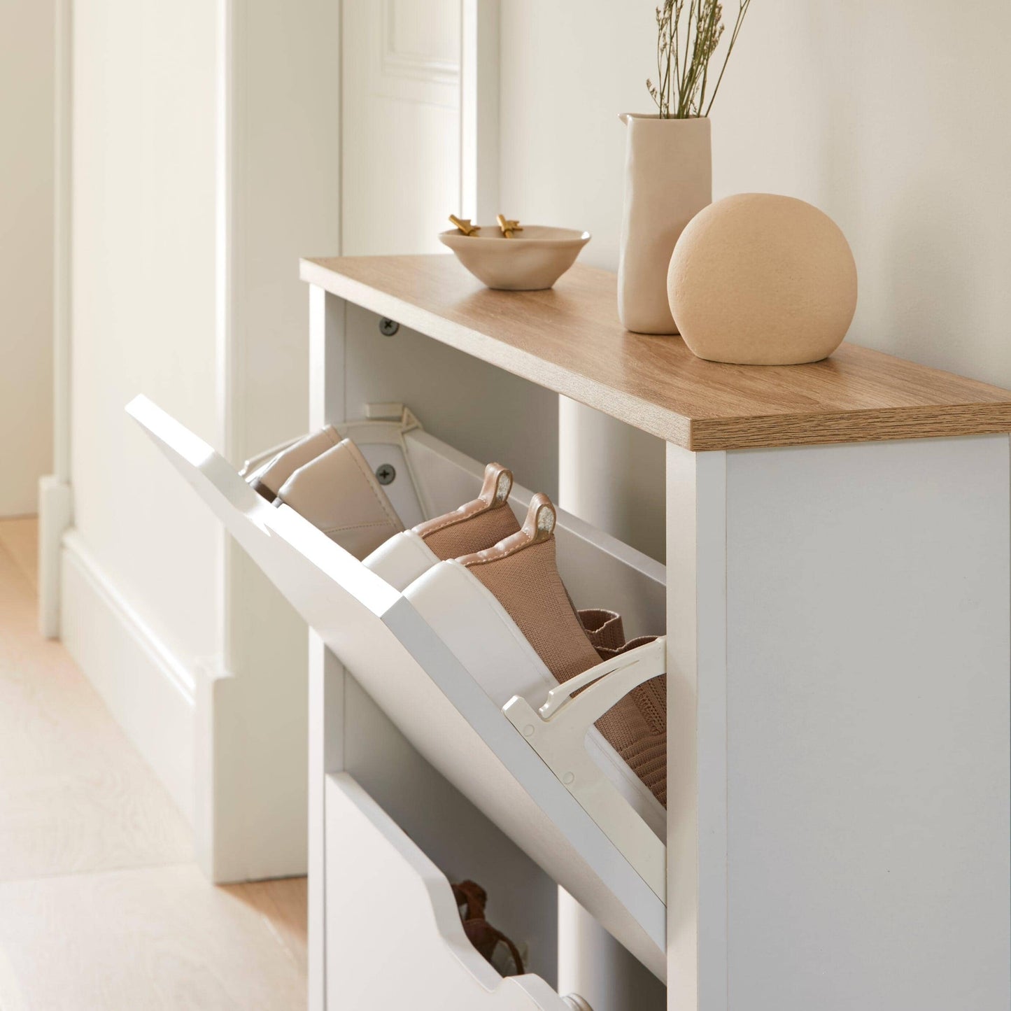 Windsor Shoe Cabinet - 2 Door - White