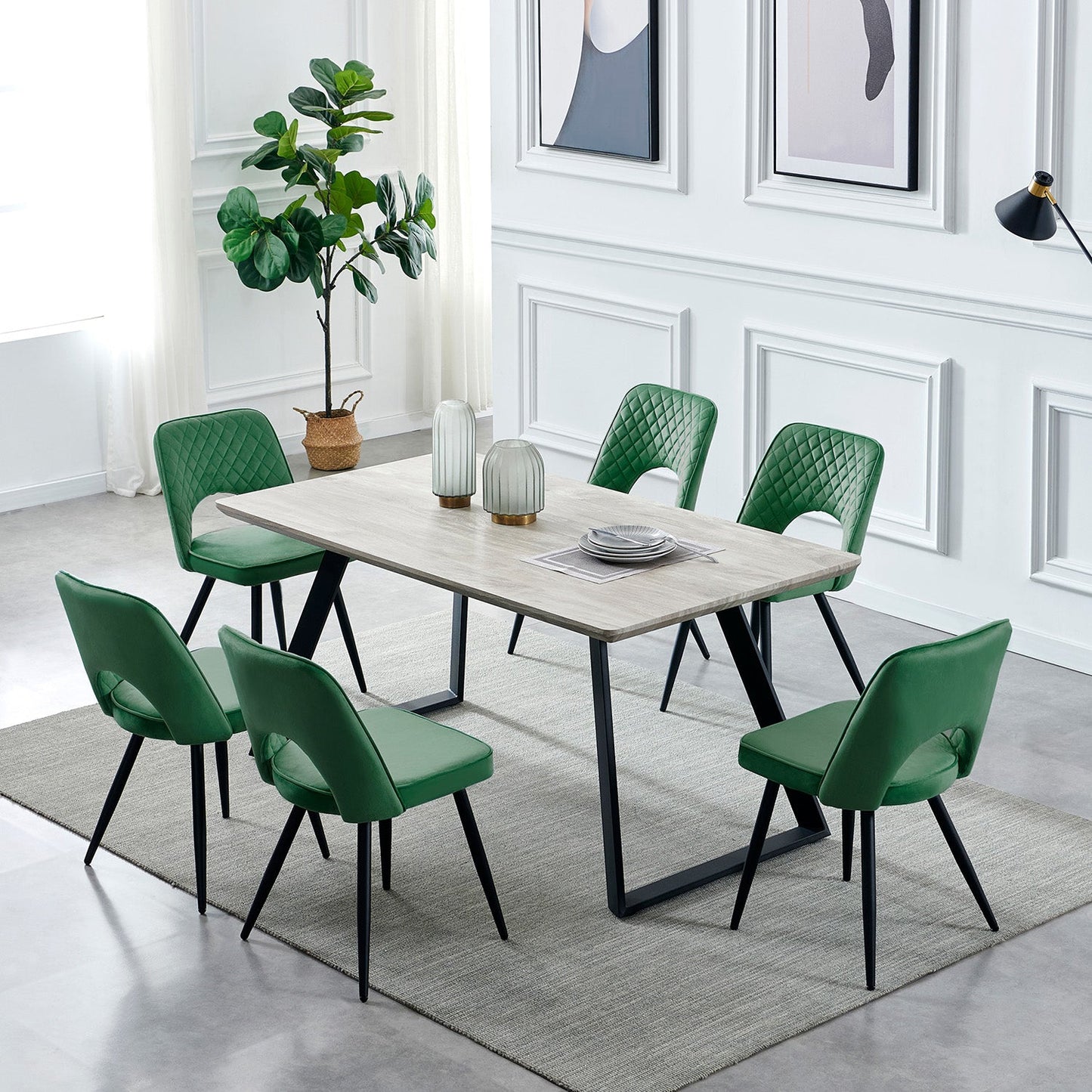Hope dining chair - set of 2 - dark green Laura James
