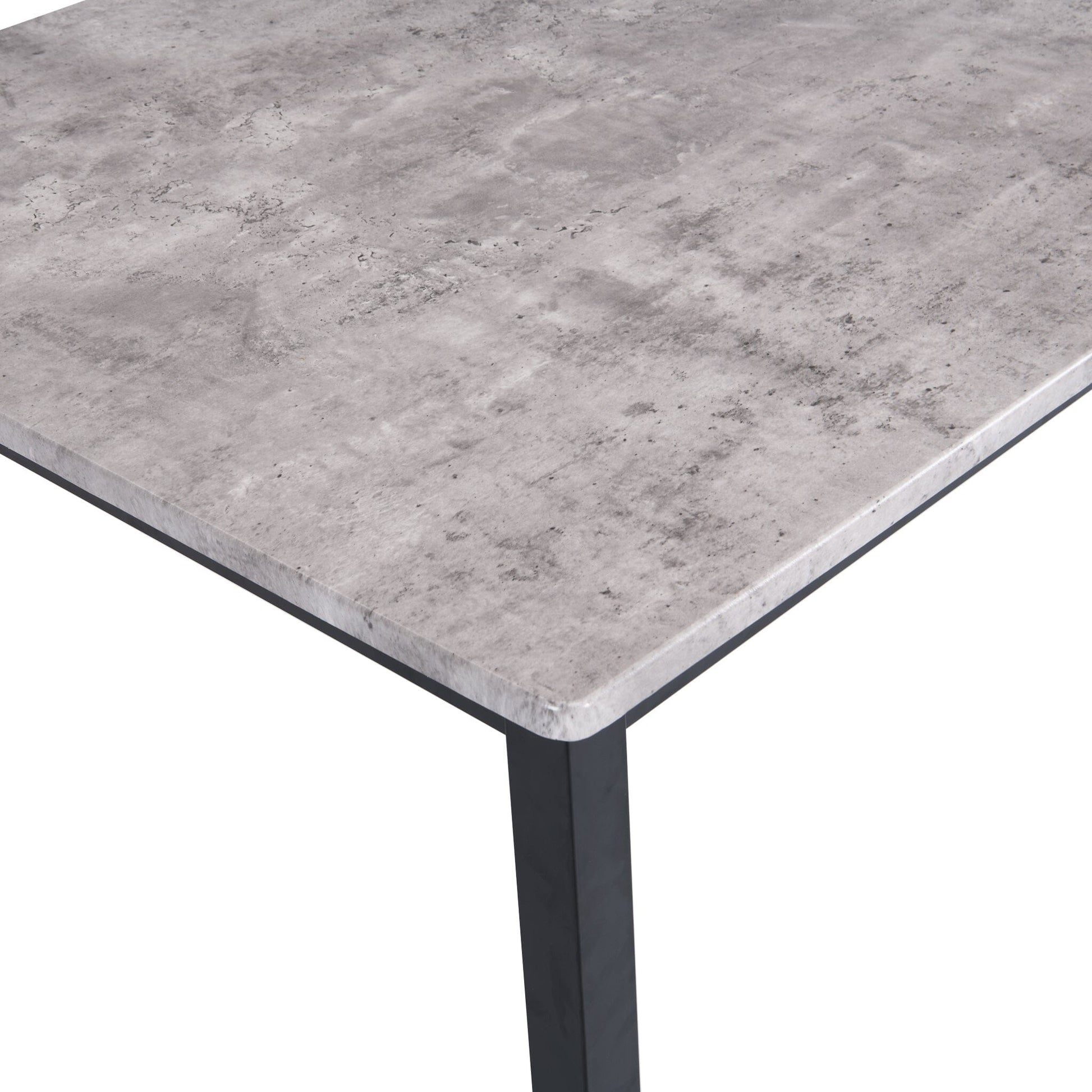 Milo Concrete Table - 6 Seater - Ellis Grey and Black Chairs