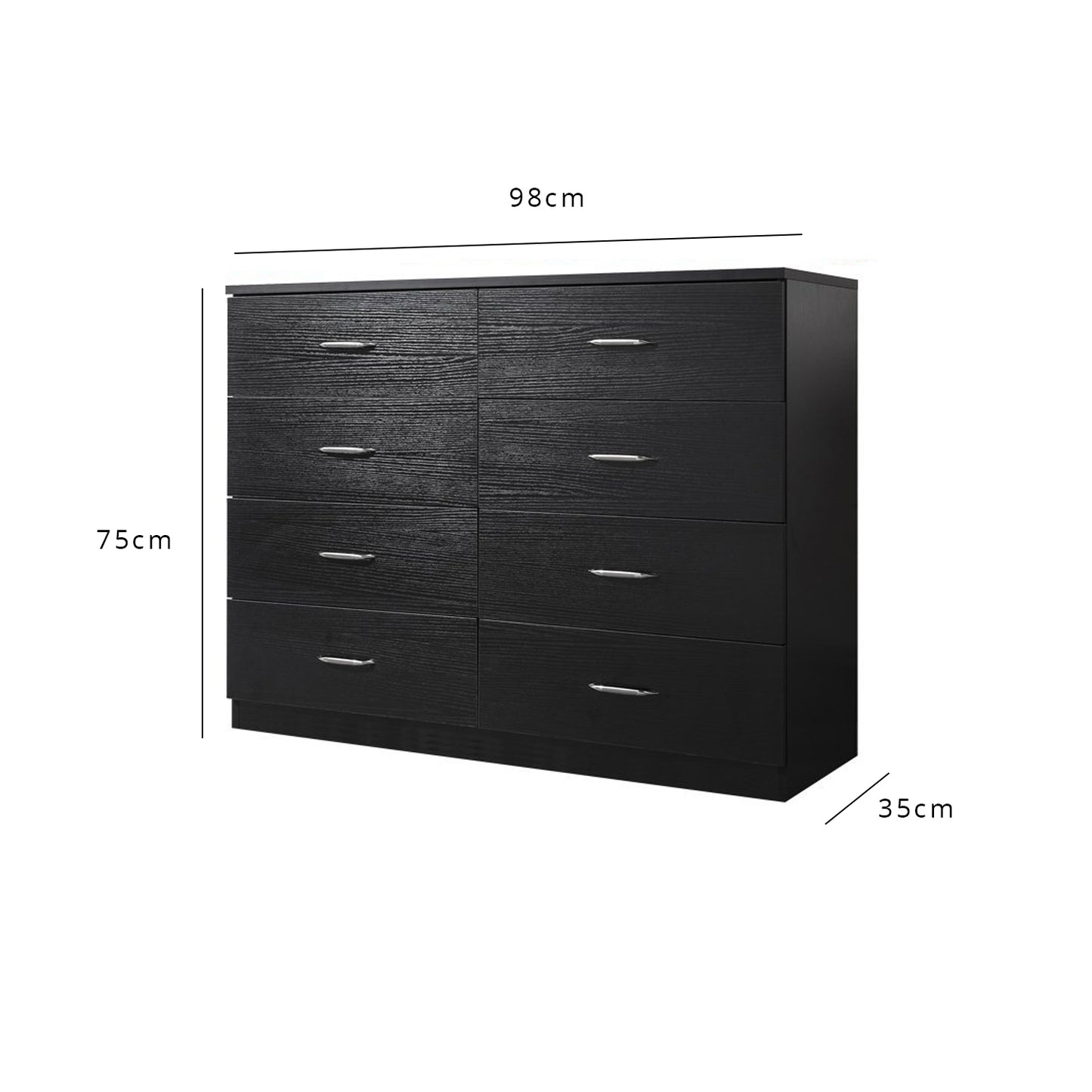 Black 8 drawer chest of drawers