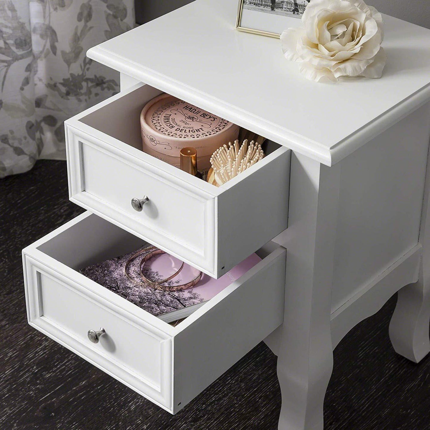White Bedside Tables (2 Units) Fully Assembled - Laura James