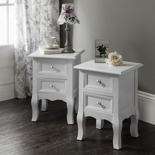 White Bedside Tables (2 Units) Fully Assembled