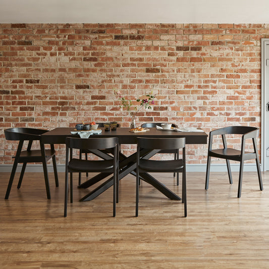 Amelia Black dining table - 6 seater - Ella Black wooden chairs - Laura James