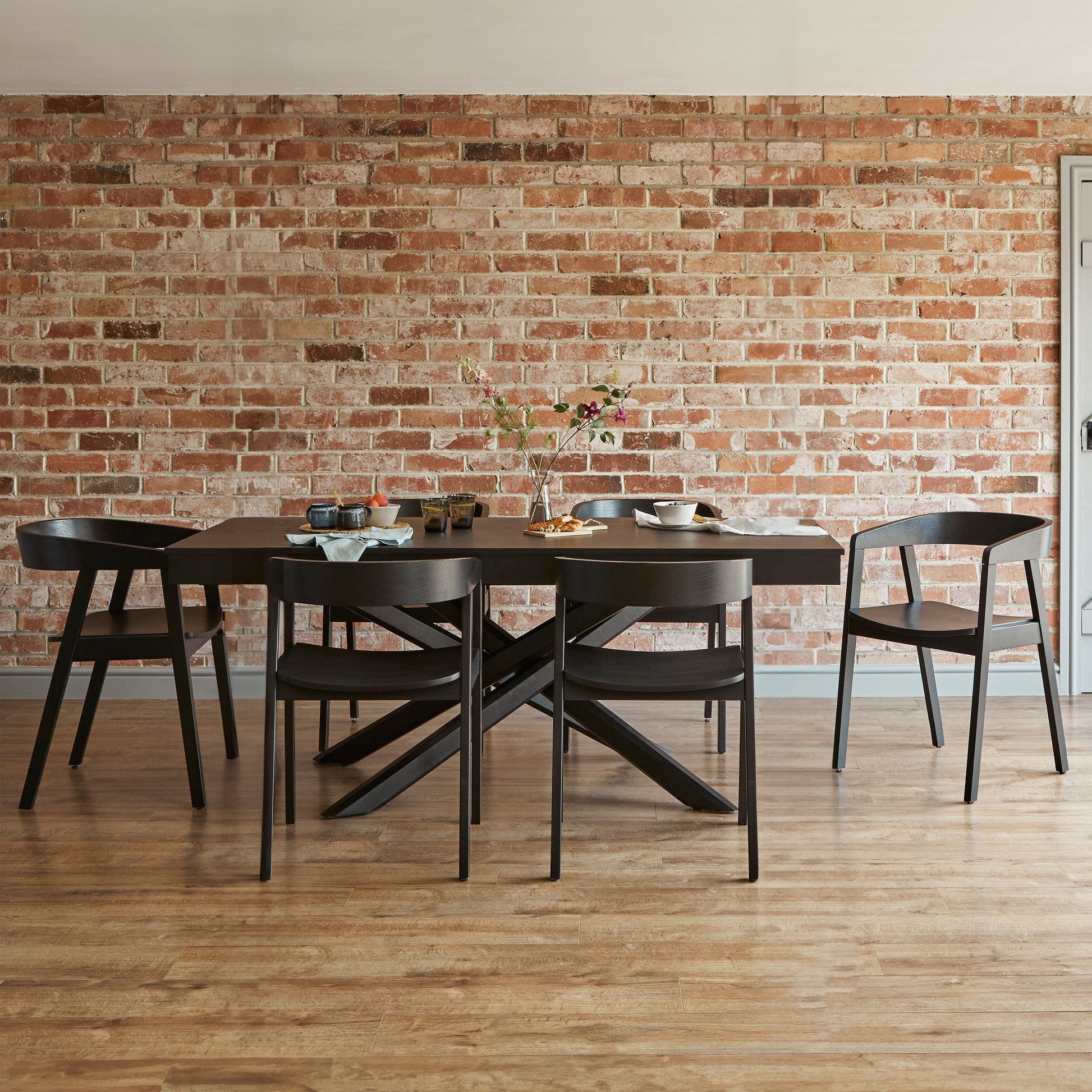 Amelia Black dining table - 6 seater - Ella Black wooden chairs - Laura James