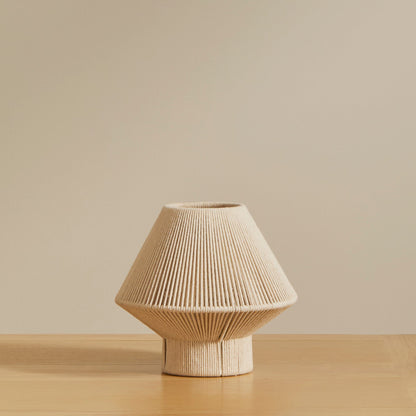Bari Small White Cotton String Table Lamp