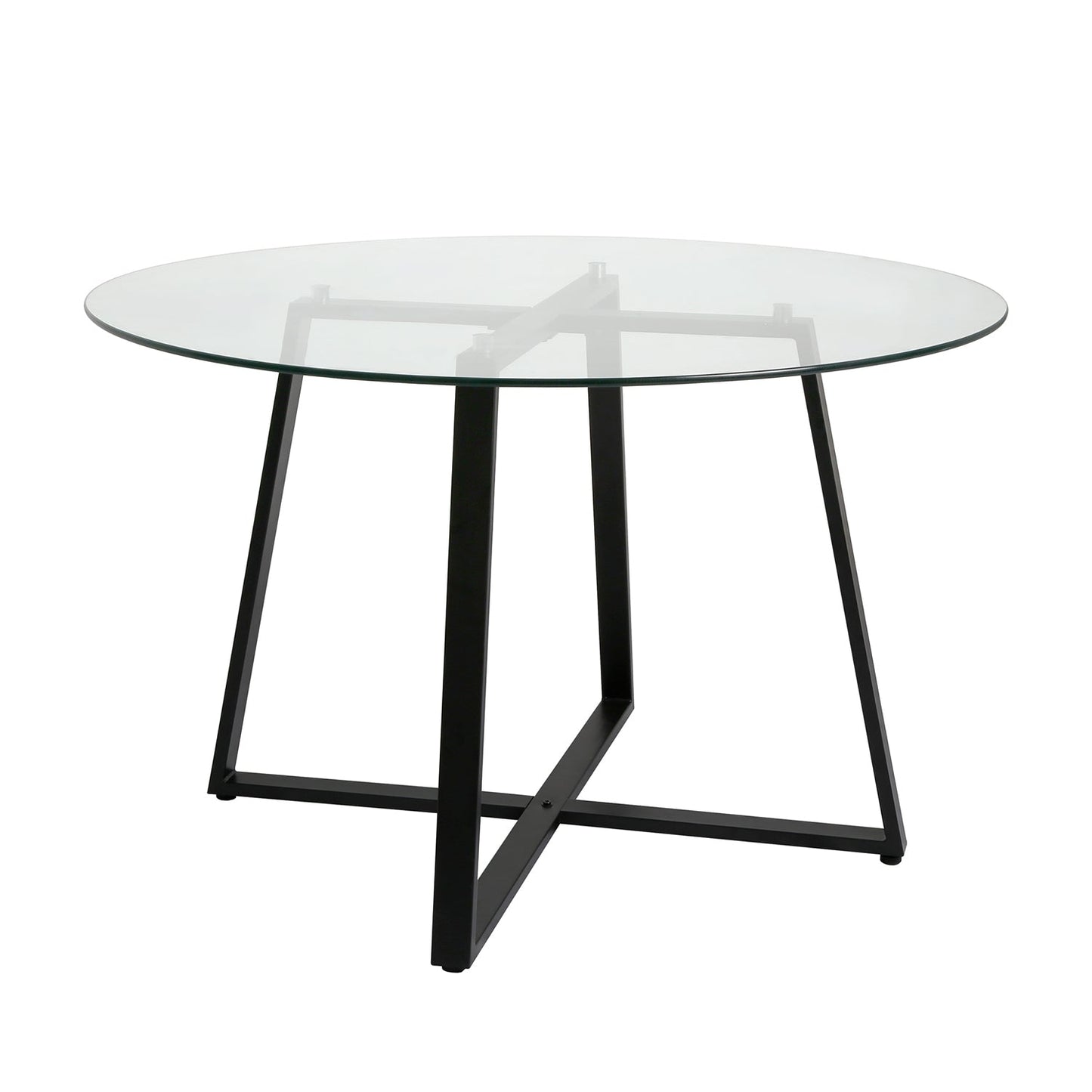 Clara Glass Round Dining Table - Black Frame
